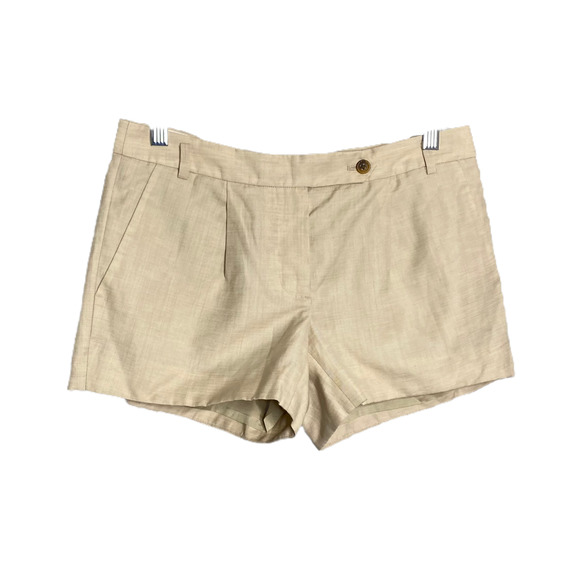 J.CREW Women's Chino Shorts Tan Wool Linen Mid-Rise Light Wash Pocket Size 0 - Picture 1 of 4